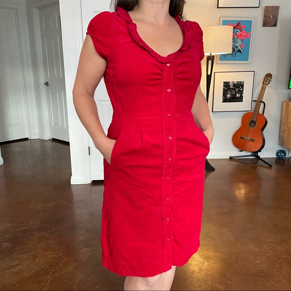 Perfect Dress for the fall! Red Corduroy iress bought at Anthropology